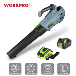 WORKPRO 20V Cordless Leaf Blower 4.0Ah Electric Air Blower Handheld Garden Leaf Snow Dust Collector Cleaner Power Tools New