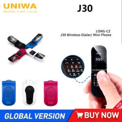 UNIWA J30 2G Single Card Mini Flip Mobile Phones Clamshell Push Button Wireless Bluetooth Dialer Magic Voice Handsfree Earphone