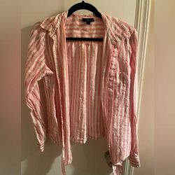 J. Crew Tops | J Crew - Pink/White Linen Striped Shirt - Size 10 | Color: Pink/White | Size: 10