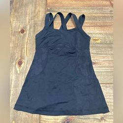 Lululemon Athletica Tops | Lululemon Tank Women Black Chaturanga Luxtreme Built In Bra Yoga Zip Pocket Sz 4 | Color: Black | Size: 4