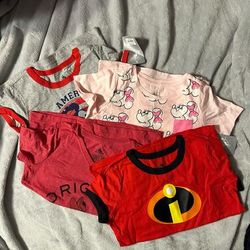 Disney Shirts & Tops | 4 Disney Store Tops For Little Girls. 3 Brand New, 1 Worn Once. | Color: Red | Size: 7-8