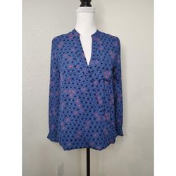 Anthropologie Tops | Anthropologie Maeve Womens Blouse Eva Faux Wrap Crossover Top Royal Blue Sz 0 | Color: Blue | Size: 0