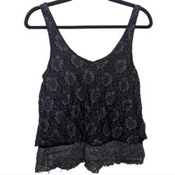 American Eagle Outfitters Tops | American Eagle Outfitters Women's Black Lace Layered Top | Color: Black | Size: S