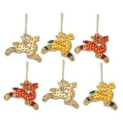 Beaded ornaments, 'Reindeer Gang' (set of 6)