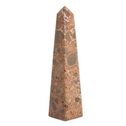 'Fortress' - Hand Carved Leopard Jasper Gemstone Obelisk Sculpture