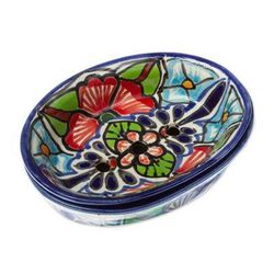 Talavera Bouquet,'Handmade Talavera Style Ceramic Soap Dish'