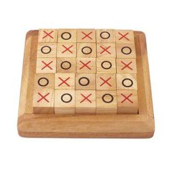 'Handcrafted Large Wood Tic-Tac-Toe Board from Thailand'