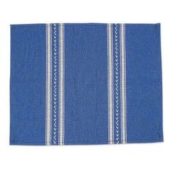 'Blue & White Hand-Woven Zapotec Cotton Placemat from Mexico'