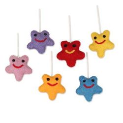 Cheery Stars,'Assorted Wool Felt Star Ornaments from India (Set of 6)'
