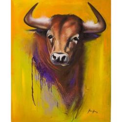 Bull,'Signed Original Bull Painting'