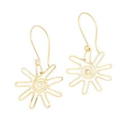 Sun Gleam,'Hand Crafted Gold-Plated Dangle Earrings from Indonesia'