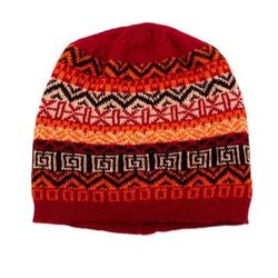 Sunrise in the Andes,'Hand Knit 100% Baby Alpaca Hat in Red Shades from Peru'