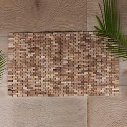 The Roadside,'Handcrafted Modern Natural Brown Teak Wood Mat from Bali'