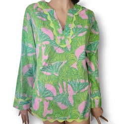 Lilly Pulitzer Tops | Lilly Pulitzer Zebra And Butterfly Tunic | Color: Green/Pink | Size: S