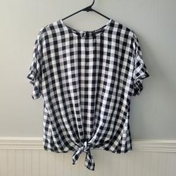 Madewell Tops | Madewell Button-Back Tie Tee | Color: Black/White | Size: M