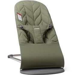 BabyBjrn Bouncer Bliss, Dark Gray Frame Petal Quilt Woven - Dark Green