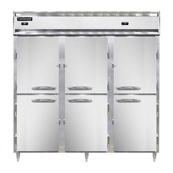 Continental D3RFFNSAHD Designer Line 78" 3 Section Commercial Combo Refrigerator Freezer - Solid Doors, Top Compressor, 115v, Silver