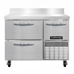 Continental FA43NBS-D 43" W Worktop Freezer w/ 2 Sections, 2 Door, 2 Drawers, 115v, 6" Backsplash, Silver
