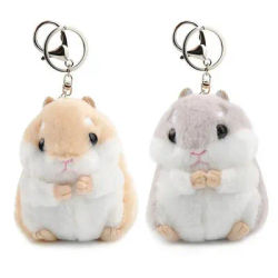 Kawaii Cute Soft Hamster portachiavi portachiavi Faux Rabbit Fur pompon Fluffy bigiotteria borsa per