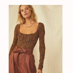 Free People Tops | Free People Wide Eye Top, Size Medium Nwt | Color: Black/Brown | Size: M