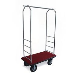 CSL 2000BK-050 Luggage Cart w/ Carpeted Deck - 43"L x 23"W x 72 1/2"H, Chrome, Silver