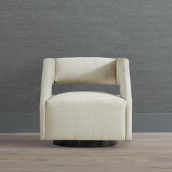 Carson Swivel Chair - Stone Ross Performance Leather - Frontgate