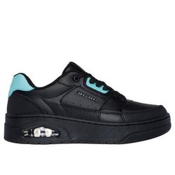 Skechers Women's Uno Court - Courted Style Sneaker | Size 6.5 | Black/Turquoise | Leather/Synthetic/Textile