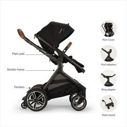 Nuna DEMI Next Stroller with Rider Board + DEMI Grow Bassinet with Stand + PIPA RX Travel System Bun