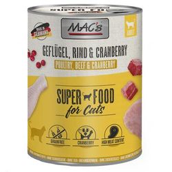 6x800g Poultry, Beef & Cranberry MAC's Cat Wet Cat Food