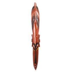 Tall Tsotsologa,'Brown and Black African Sese Wood Mask from Ghana'