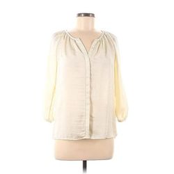 Talbots 3/4 Sleeve Blouse: Ivory Tops - Women's Size 8 Petite