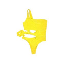 Lulus One Piece Swimsuit: Yellow Solid Swimwear - Women's Size Medium