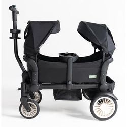 Joey (2 Seater) Stroller Wagon with 2 Canopies - Black