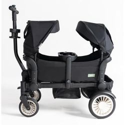 Joey (2 Seater) Stroller Wagon with 2 Canopies - Black