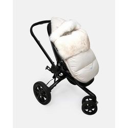 7 A.M. Enfant Plushpod Footmuff - Tundra Heather Beige / White Faux Fur (0-18m)