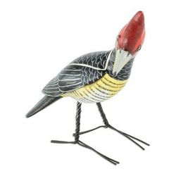 Helmeted Woodpecker,'Handcrafted Posable Ceramic Helmeted Woodpecker Figurine'