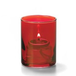 Hollowick 5176R Tealight Lamp w/ Cylinder Style, 2 1/2" x 2", Glass, Ruby Lustre, Red