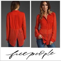 Free People Tops | Free People Red Best Of Both Worlds Blouse Size S | Color: Red | Size: S