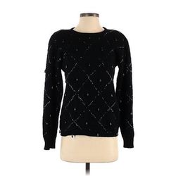 Liz Claiborne Collection Wool Pullover Sweater: Black Argyle - Women's Size P