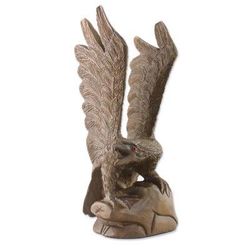 The Eagle,'Left-Facing Wood Eagle Sculpture from Thailand'