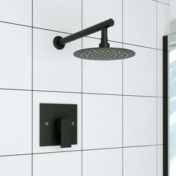 Randolph Morris Tranquil Rainfall Shower Set with Round Shower Head and Square Valve RMAS-SSQ-RH-MB
