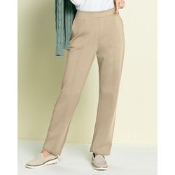 Appleseeds Women's FlexKnit 7-Pocket Straight Pull-On Pants - Tan - PL - Petite