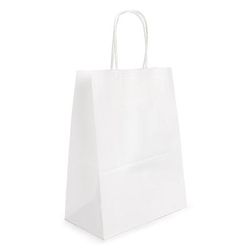 White Paper Merchandise Handle Bags 8 1/4" x 4 5/16" x 10 5/8" 50 Pack GMB5W