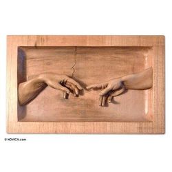 Cedar relief panel, 'The Creation'