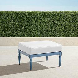 Avery Ottoman with Cushion in Moonlight Blue Aluminum - Standard, Light Aruba - Frontgate
