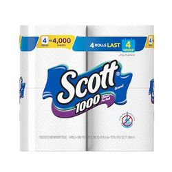 Kimberly-Clark 10183 Scott 1 ply Toilet Paper Roll - 1000 Sheets/Roll, White