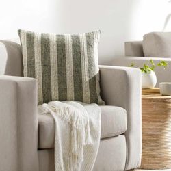Jitka 18" Square Modern Off White/Pearl/Ash/Sage/Tan/Gray Throw Pillow - Boutique Rugs
