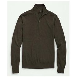 Brooks Brothers Men's Fine Merino Wool Half-Zip Sweater | Olive | Size Small