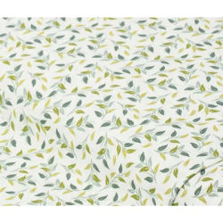 Tissu coton "rameaux de feuilles", blanc/vert, série "Mona"