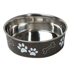 2.2l Black Paw Motif Karlie Stainless Steel Dog Bowl
